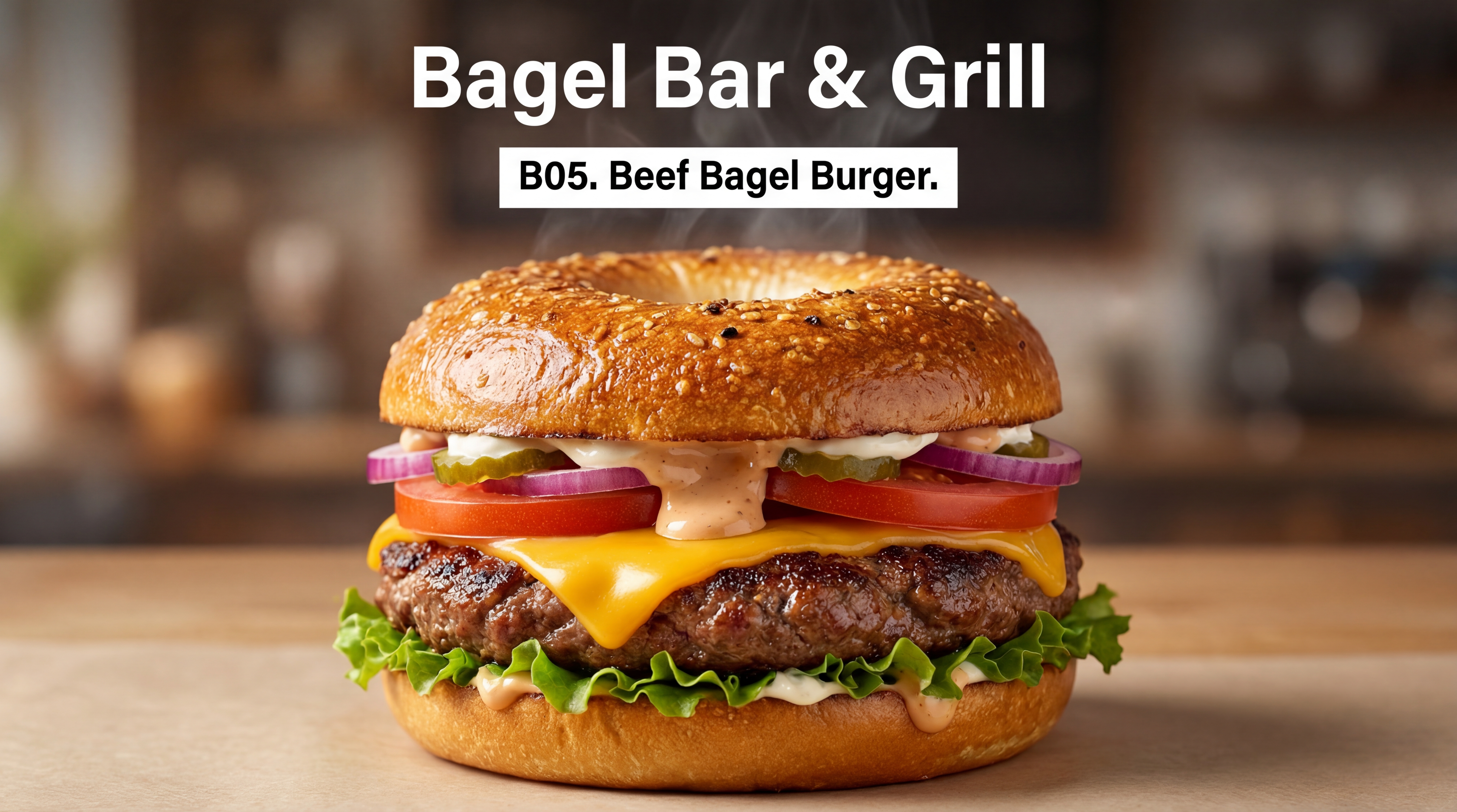 B05. Beef Bagel Burger